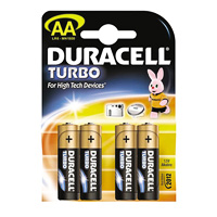 Батарейки Duracell Turbo Max Alkaline LR6 MX1500 BP4 A316 AA, 1,5V 4 ш