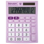 Калькулятор настольный BRAUBERG ULTRA PASTEL-12-PR (192x143 мм), 12 разрядов, двойное питание, СИРЕН…