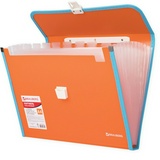 Папка-портфель пластиковая BRAUBERG JOY 227975, А4 (330х245х35 мм), 13 отделений, с окантовкой, оранжевая