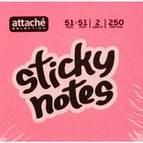 Cтикеры Attache Selection, 51х51 мм, 2 цвета, розовые, неоновые, 250 л