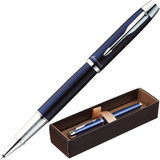 Ручка роллер Parker IM S0856380, цвет корпуса синий с хромированной отделкой