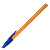 Ручка шариковая STAFF &quot;Basic Orange BP-01&quot;, письмо 750 метров, СИНЯЯ, длина корпуса 14 см, узел 1 мм, 143740