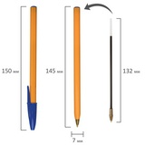 Ручка шариковая STAFF &quot;Basic Orange BP-01&quot;, письмо 750 метров, СИНЯЯ, длина корпуса 14 см, узел 1 мм, 143740