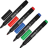 Набор маркеров SCHNEIDER перманентный, цвет черный, красный, синий, зеленый, 1-3 мм