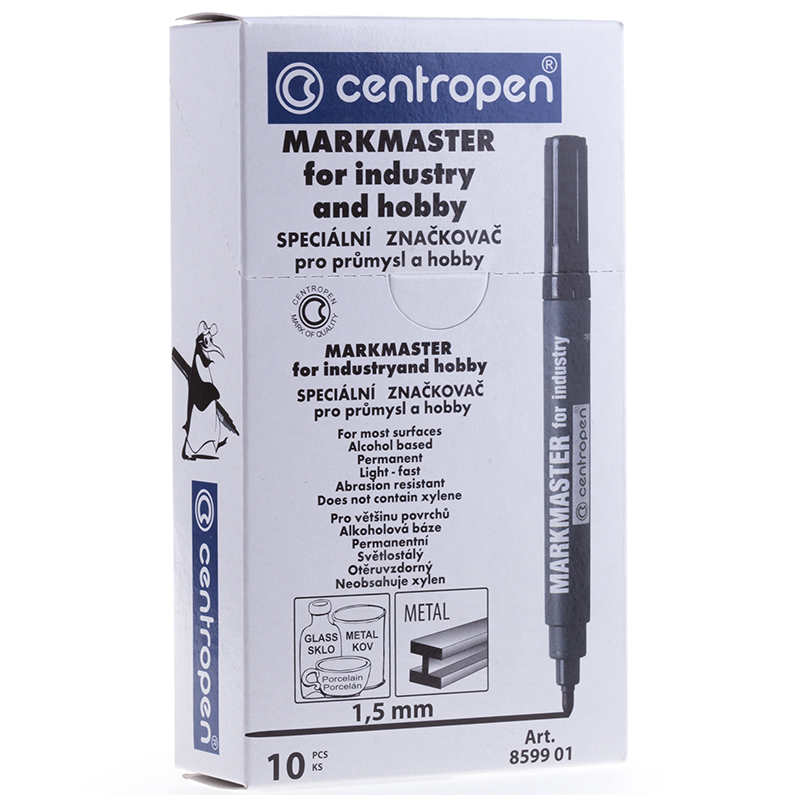 Маркер перманентный Centropen 8599 01 Markmaster Industry черный, пулевидный, 1,5 мм