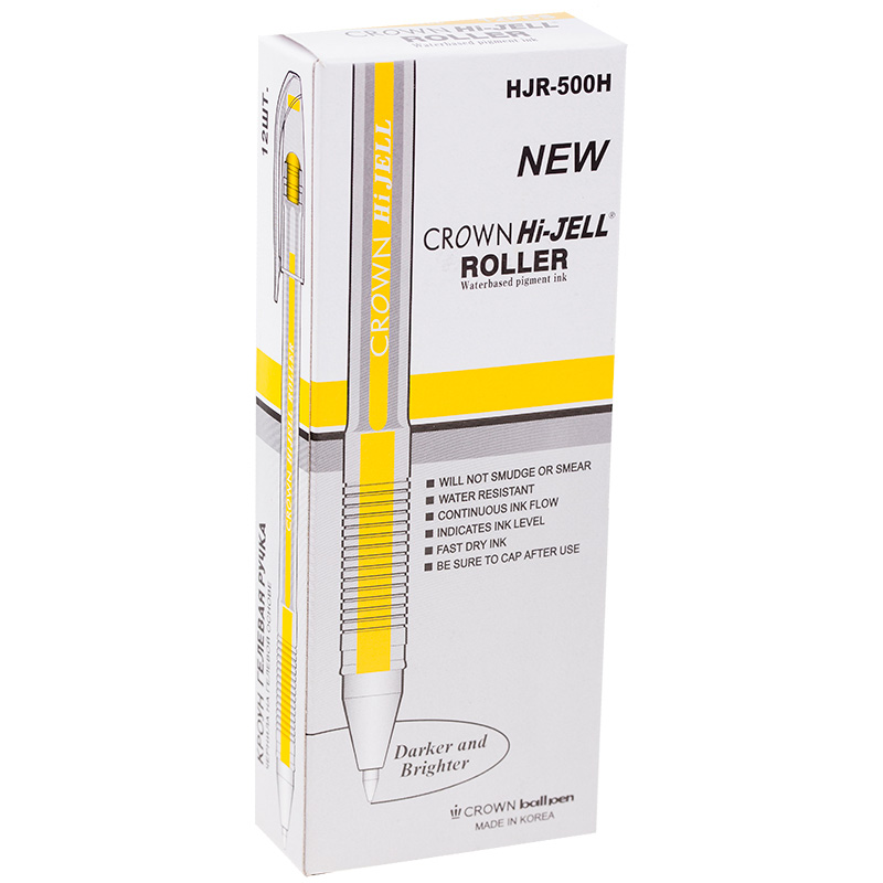Ручка гелевая Crown Hi-Jell Color HJR-500H, желтая, 0,5 мм