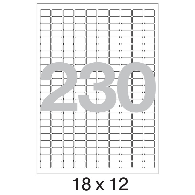 Этикетки MEGA Label (18х12 мм, белые, 230 шт. на листе A4, 100 листов)