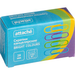 Скрепки Attache Bright Colours с полимерн. покрыт, 28мм, разноцветн, 100 шт/уп