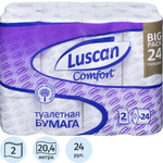 Бумага туалетная Luscan Comfort 2-слойная белая 24 рулона в упак. 167л 