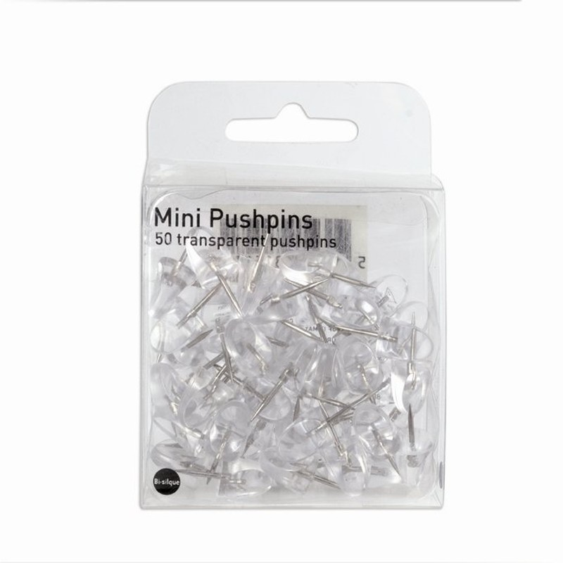 Кнопки силовые Mini Pushpins, прозрачные, 50 шт. в упак, 10 мм