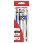 Ручки шариковые масляные BRAUBERG 142146 "Max-Oil", НАБОР 4 шт., 0,7 мм,