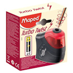 Точилка электрическая MAPED Turbo Twist цвет серый с красным. Питание от 4 батареек AA
