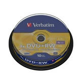 Диск DVD+RW Verbatim 4.7Gb 4x CB/10 43488 CakeBox 10 шт