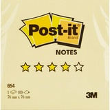 Стикеры 3M Post-it Original 654 желтая, 76х76мм, 100 л., с клейким краем