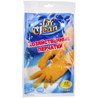 Перчатки резиновые Dr.Clean хозяйственные, р.М, желтые