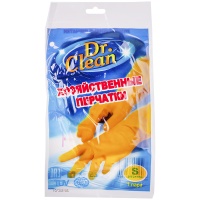 Перчатки резиновые Dr.Clean хозяйственные, р.S, желтые