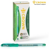 Ручка гелевая Crown &quot;Hi-Jell Needle Grip&quot; зеленая, 0,7мм, грип, игольчатый стержень, штрих-код