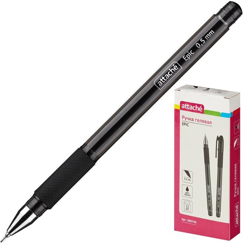 Ручка гелевая Attache Epic, черная, 0.5 мм