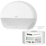Бумага туалетная Veiro Professional Basic T102, 1-слойная, 200 м. рул, цвет натуральный
